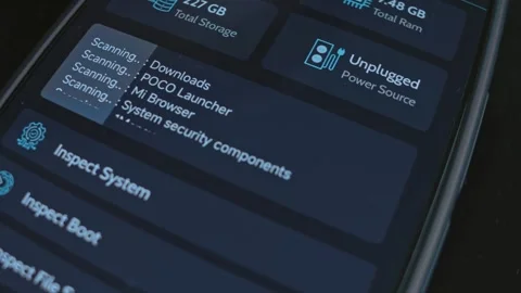 Scanning the System of a device with scan app Stock Footage 303466480