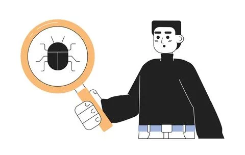 Scanning system for viruses line concept vector spot illustration 스톡 일러스트