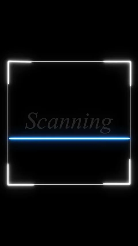 Scanning Text in Blue and White Neon Frame on Black Background word message Stock Footage 337462334
