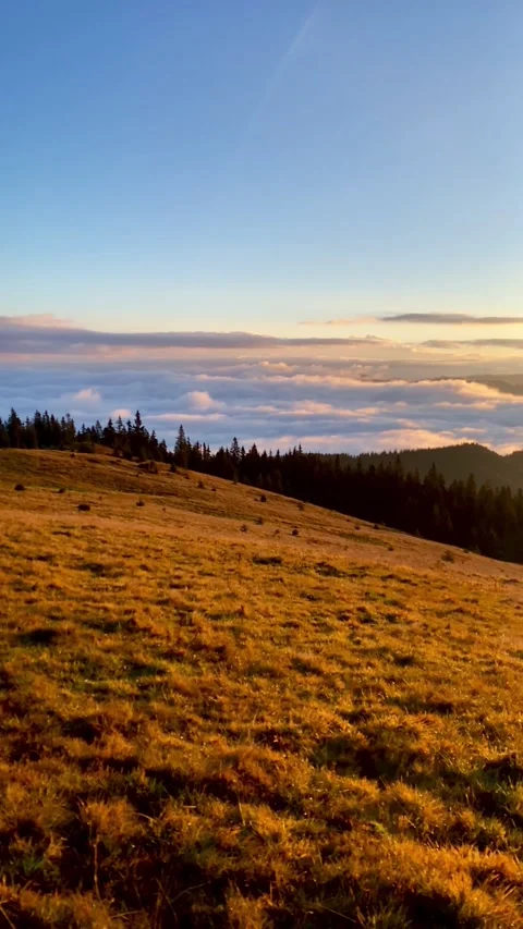 Scape panorama at sunrise in the mountains Stock Footage 221268692