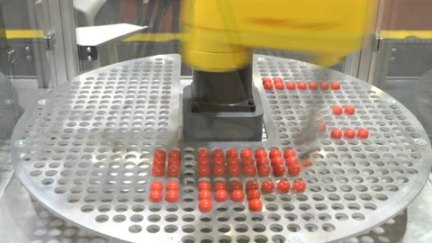 SCARA Robots arm in action Stock Footage 127800406