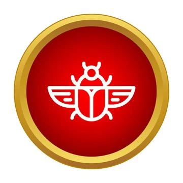 Scarab beetle glyph icon in red circle Stock Illustration