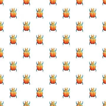 Scarab beetle pattern creating seamless egyptian ornament background Illustrazione stock