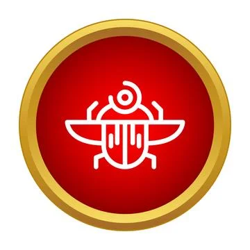 Scarab beetle symbol on red background vector icon Stock Illustration