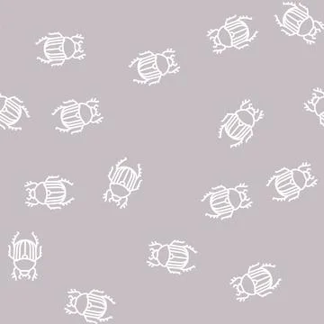 Scarab bug line seamless pattern 스톡 일러스트