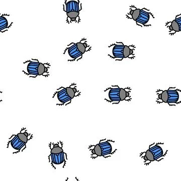 Scarab bug vector seamless pattern Illustrazione stock