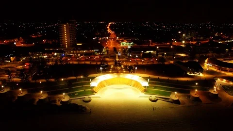 Scarborough beach Perth night time aerial footage Stock Footage 103544985