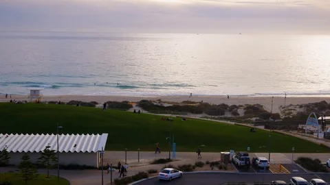 Scarborough Beach, Perth at sunset Stock Footage 108040656