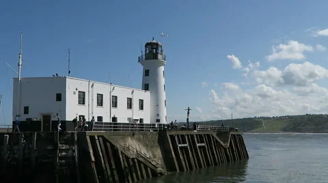 Scarborough lighthouse Stock Footage 53364447