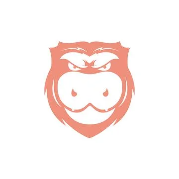 Scare face hippo logo design vector graphic symbol icon sign illustration c.. Stock Illustration