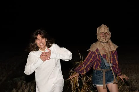 Scarecrow atacking Stock Photos