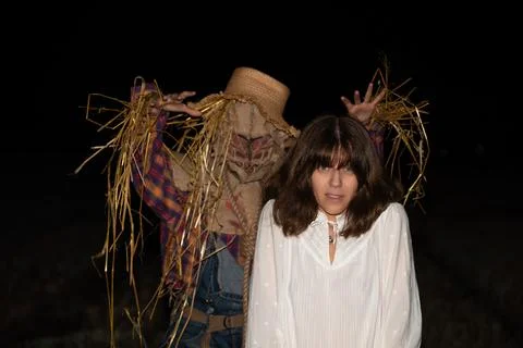 Scarecrow atacking Stock Photos