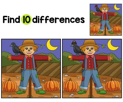 Scarecrow Farm Find The Differences Stock Illustration