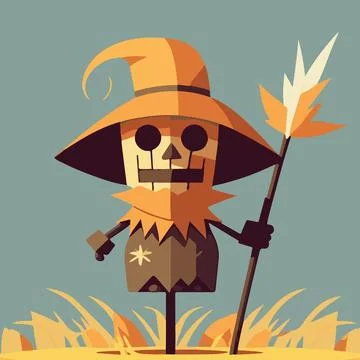Scarecrow in flat simple style Stock Illustration