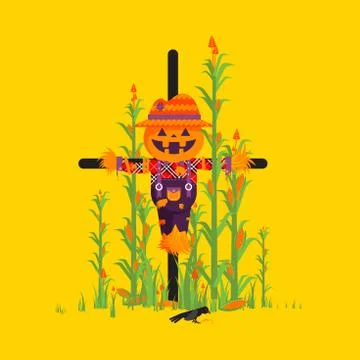 Scarecrow for halloween in a flat style Stock Illustration
