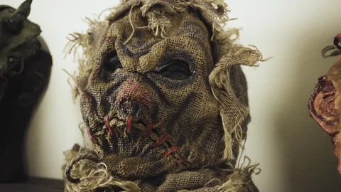 Scarecrow Halloween Mask Stock Footage 101490290