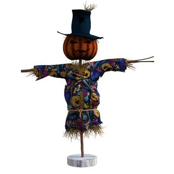 Scarecrow Isolated on White, 3d render. Stock Illustration