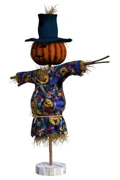 Scarecrow Isolated on White, 3d render. Stock Illustration