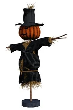 Scarecrow Isolated on White, 3d render. Stock Illustration