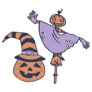 Scarecrow jack on white isolated backdrop Stock Illustration