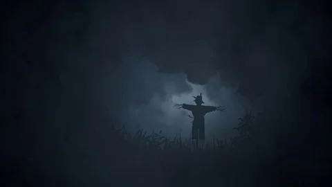 A Scarecrow in a Lightning Storm Stock Footage 84629426