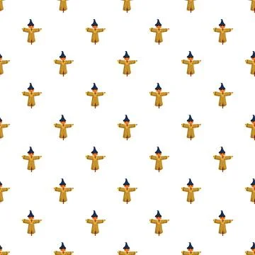 Scarecrow pattern creating autumn harvest concept background Stock Illustration