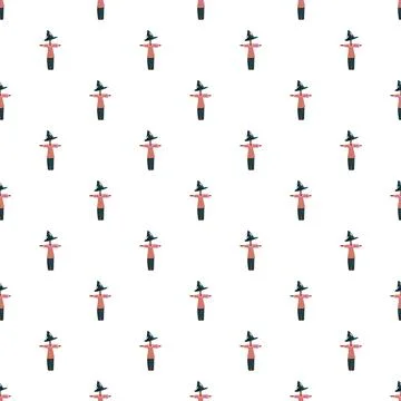Scarecrow pattern creating farm and harvest season background Stock Illustration