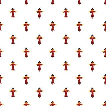 Scarecrow pattern creating seamless autumn halloween background Stock Illustration