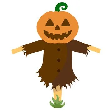 Scarecrow pumpkin head Stock Illustration