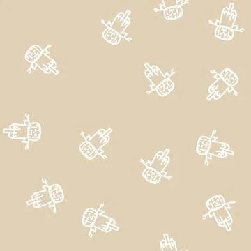 Scarecrow pumpkin line vector seamless pattern Stock Illustration