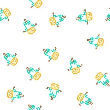 Scarecrow pumpkin vector seamless pattern Stock Illustration