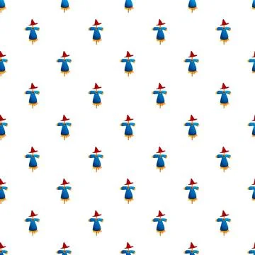 Scarecrow seamless pattern repeating cute cartoon character Stock Illustration
