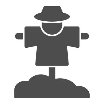 Scarecrow solid icon, farm garden concept, Scare Crow sign on white background 스톡 일러스트