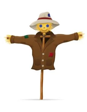 Scarecrow straw in a coat and hat vector illustration Stockillustratie