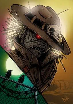 The scarecrow in the sun Stock Illustration