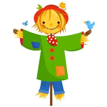 Scarecrow on white background. Vector illustration Stock Illustration