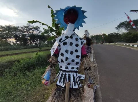 Scarecrows are made of straw wrapped in human clothing 스톡 사진