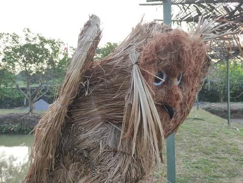 Scarecrows are made of straw wrapped in human clothing Stock Photos