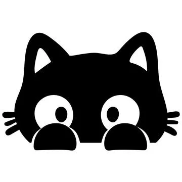 Scared Black Cat Face Stock Illustration