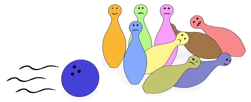Scared Bowling Pins Stock Illustration