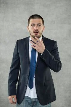 Scared businessman Foto stock