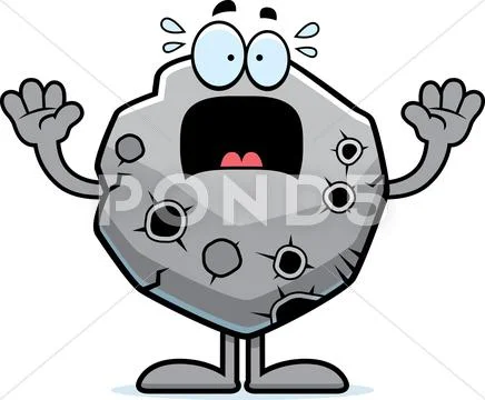 Scared cartoon asteroid Stock Illustration