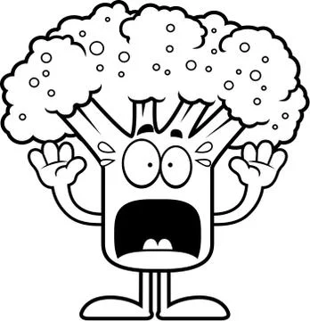 Scared Cartoon Broccoli Stock Illustration