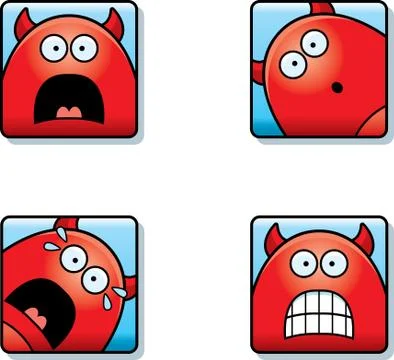 Scared Cartoon Devil Icons Stock Illustration