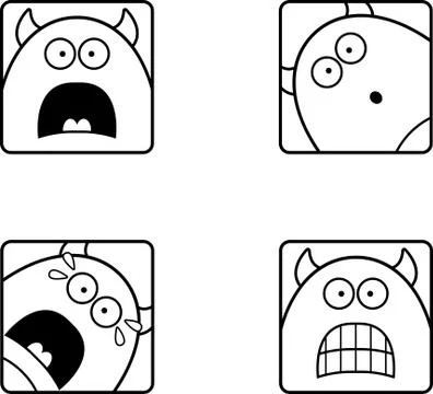 Scared Cartoon Devil Icons Stock Illustration