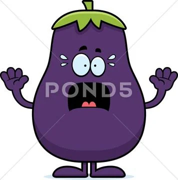 Scared cartoon eggplant Stock Illustration