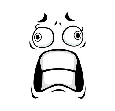 Scared cartoon face expression with bulging eyes Stock Illustration