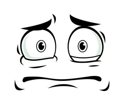 Scared cartoon face with fear expression emotion Illustrazione stock