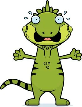 Scared Cartoon Iguana Stock Illustration