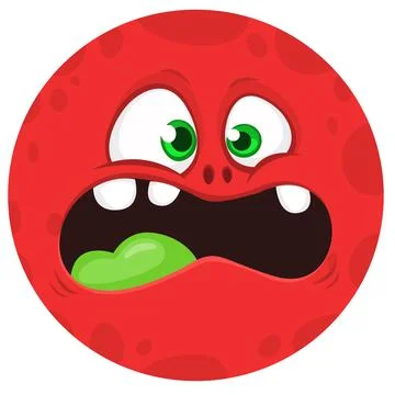 Scared cartoon monster face expression. Vector Halloween monster square avata Stock Illustration